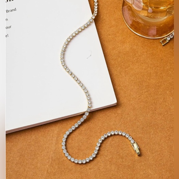 📍SUPER SALE📍 14K GOLD PLATED Diamond Tennis Choker Necklace - Picture 6 of 6